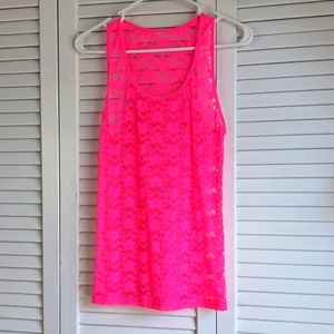 2 Sheer Floral Racerback Stretchy Tanks